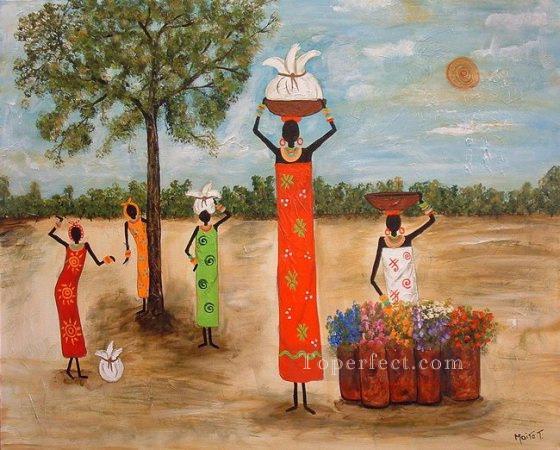 maite tobon girls helping mom from Africa Oil Paintings